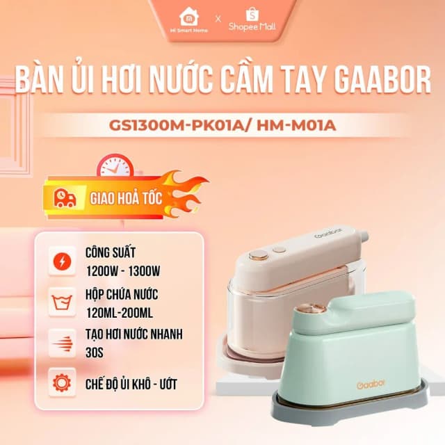 Bàn ủi hơi nước cầm tay Gaabor HM-T01A 1300W - Ảnh 1