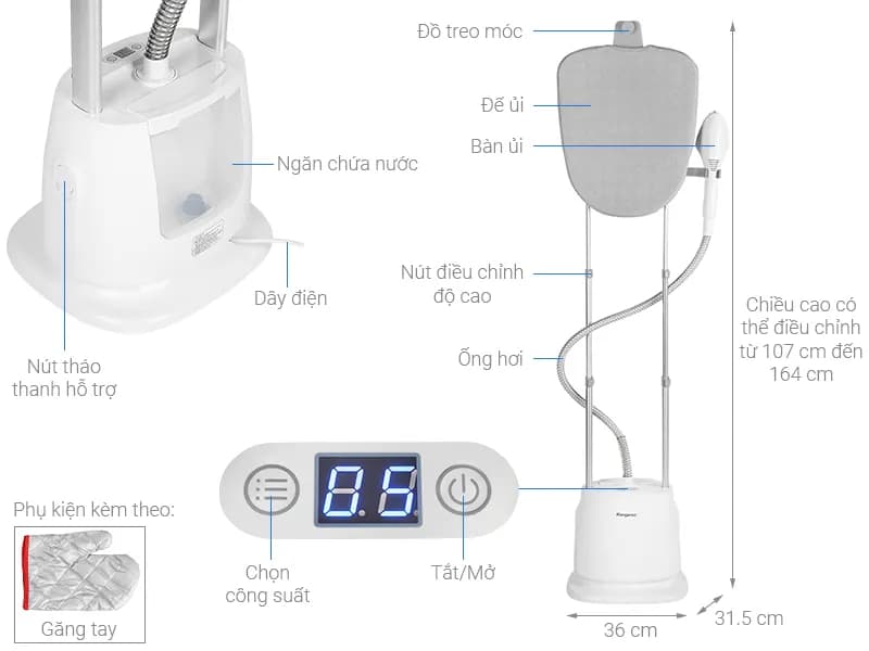So sánh giá Bàn ủi hơi nước đứng Kangaroo KG-75B8 1580W - Tìm sản phẩm giá rẻ nhất - Ảnh 3