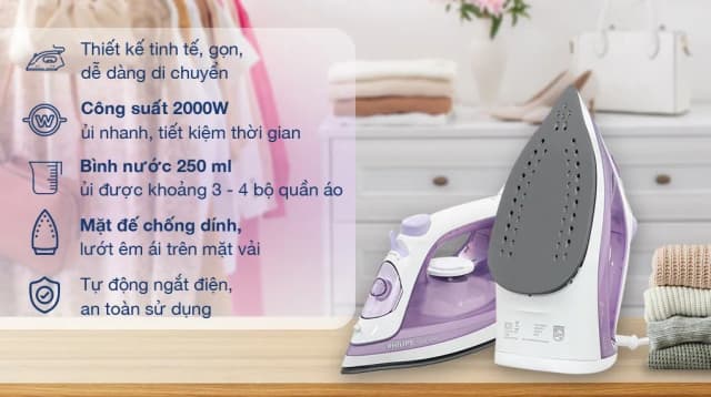 So sánh giá Bàn ủi hơi nước Philips DST1040/30 2000W rẻ nhất? - Ảnh 3