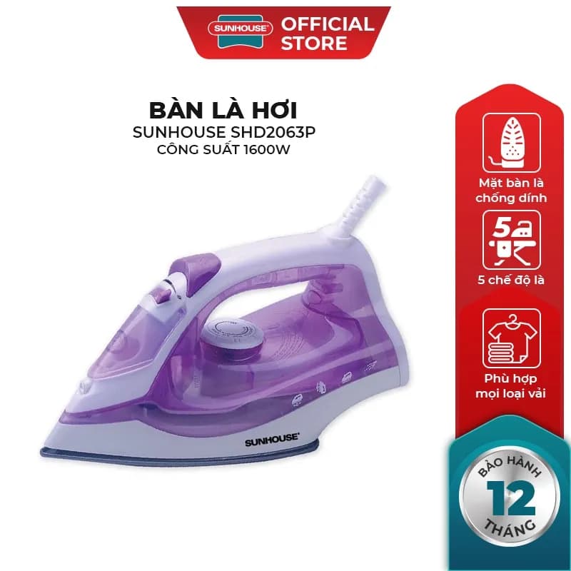 So sánh giá Bàn ủi hơi nước Sunhouse SHD2063P 1600W - Tìm sản phẩm giá rẻ nhất - Ảnh 2