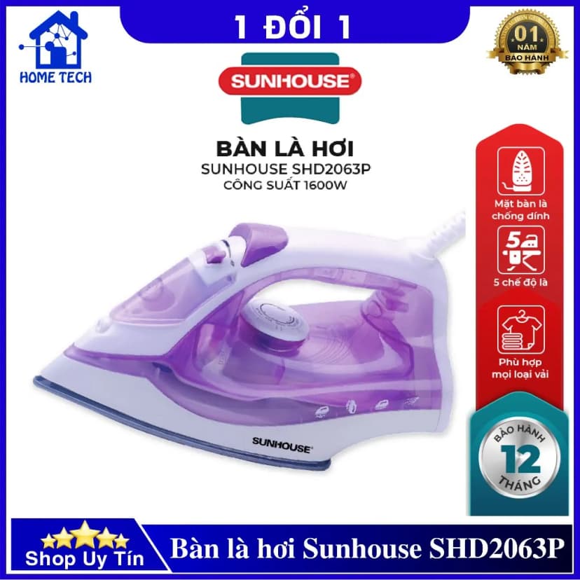 So sánh giá Bàn ủi hơi nước Sunhouse SHD2063P 1600W - Tìm sản phẩm giá rẻ nhất - Ảnh 3