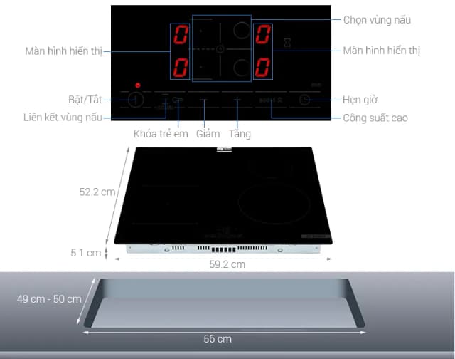 So sánh giá Bếp từ 4 vùng nấu âm Bosch PWP611BB5E 4600W rẻ nhất? - Ảnh 5