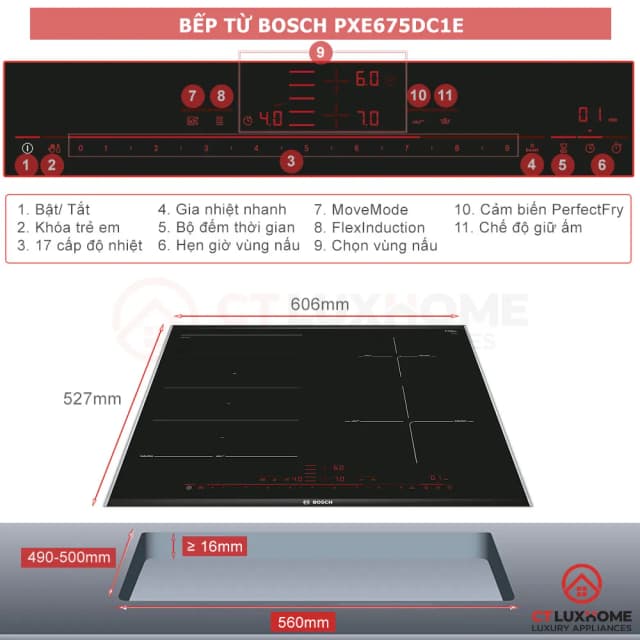 So sánh giá Bếp từ 4 vùng nấu lắp âm Bosch PXE875DC1E rẻ nhất? - Ảnh 8