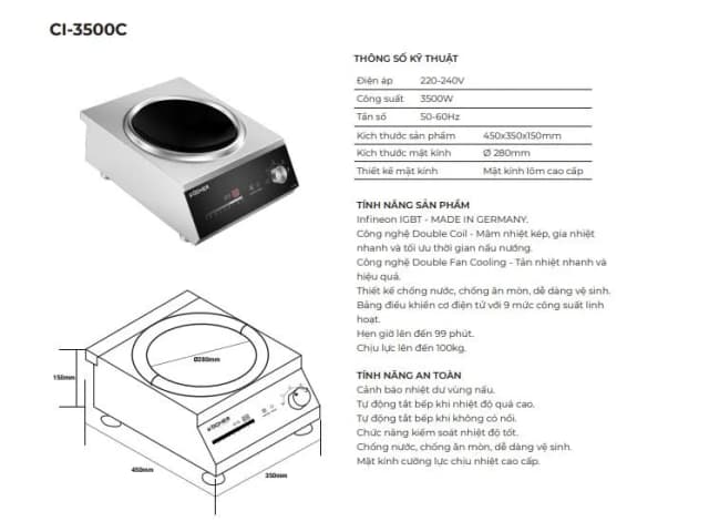 Top 1 so sánh giá Bếp từ công nghiệp Kocher CI-3500C 3500W - Tìm sản phẩm giá rẻ nhất - Ảnh 6