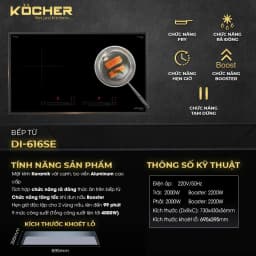 Bếp từ đôi âm Kocher DI-616SE 4000W