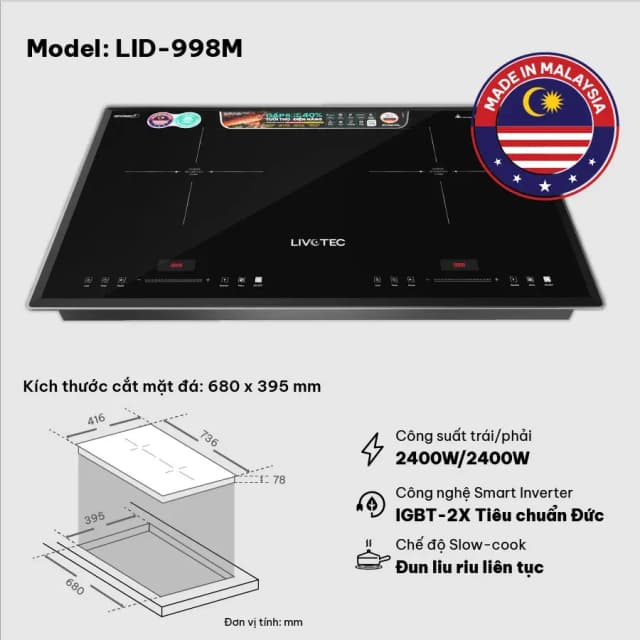 So sánh giá Bếp từ đôi âm Livotec LID-998M 4800W rẻ nhất? - Ảnh 6