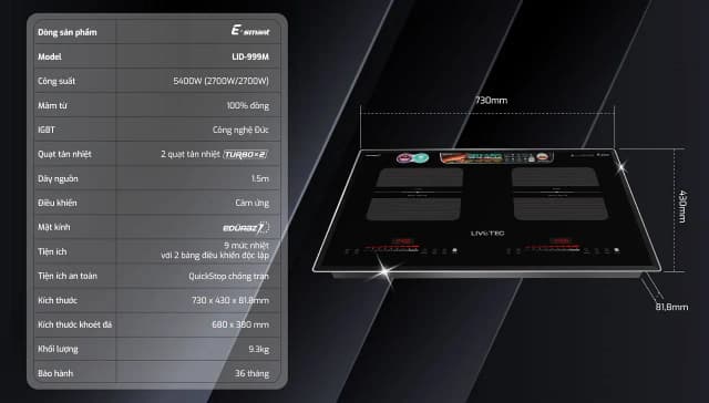 So sánh giá Bếp từ đôi âm Livotec LID-999M 5400W rẻ nhất? - Ảnh 13