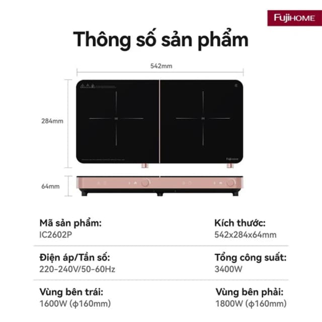 So sánh giá Bếp từ đôi FUJIHOME IC2602P 3400W rẻ nhất? - Ảnh 13