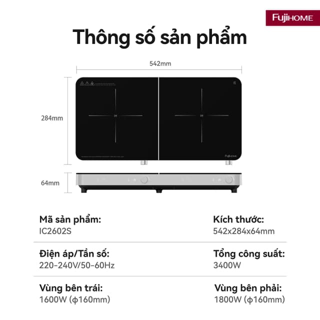So sánh giá Bếp từ đôi FUJIHOME IC2602S 3400W rẻ nhất? - Ảnh 11
