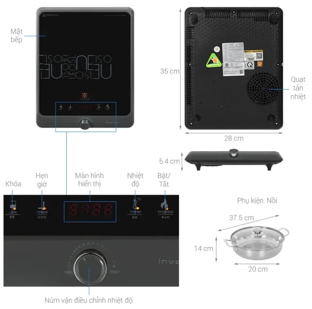 So sánh giá Bếp từ đơn Hawonkoo SEOUL-CEH-106-INVERTER-GR 2100W rẻ nhất? - Ảnh 8