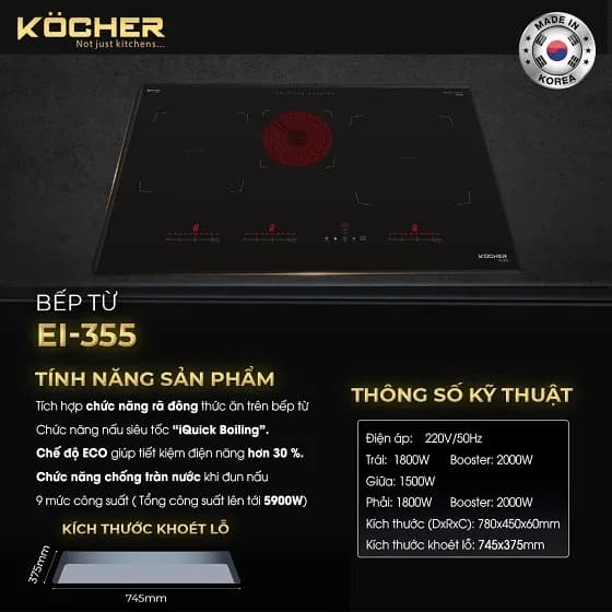 Top 1 so sánh giá Bếp từ hồng ngoại âm Kocher EI-355 5900W - Tìm sản phẩm giá rẻ nhất - Ảnh 2