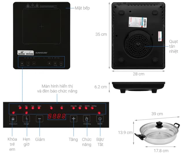 So sánh giá Bếp từ đơn Sunhouse SHD6805 2000W rẻ nhất? - Ảnh 10