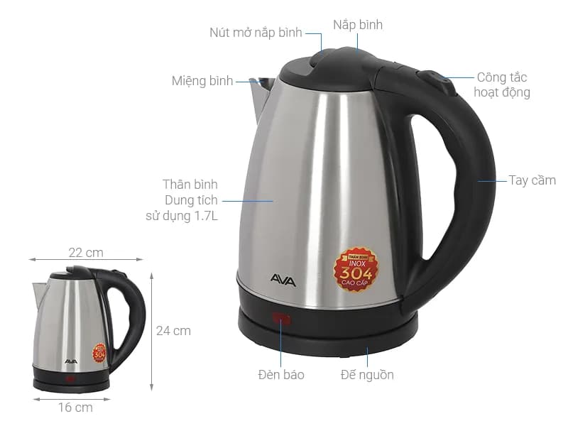 So sánh giá Bình đun siêu tốc AVA 1.5 lít KES4139D - Tìm sản phẩm giá rẻ nhất - Ảnh 13