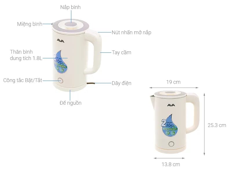 So sánh giá Bình đun siêu tốc AVA 1.5 lít KES4139D - Tìm sản phẩm giá rẻ nhất - Ảnh 19