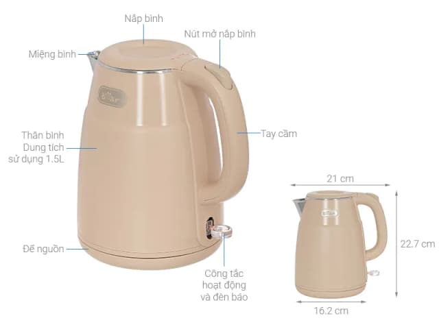 So sánh giá Bình đun siêu tốc Bear 1.5 lít ZDH-Q15C9 rẻ nhất? - Ảnh 2