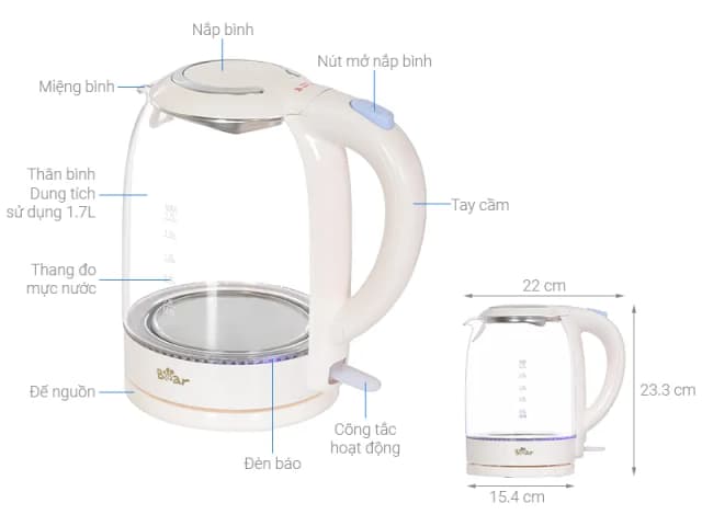 So sánh giá Bình đun siêu tốc Bear 1.7 lít ZDH-A17L1 rẻ nhất? - Ảnh 4