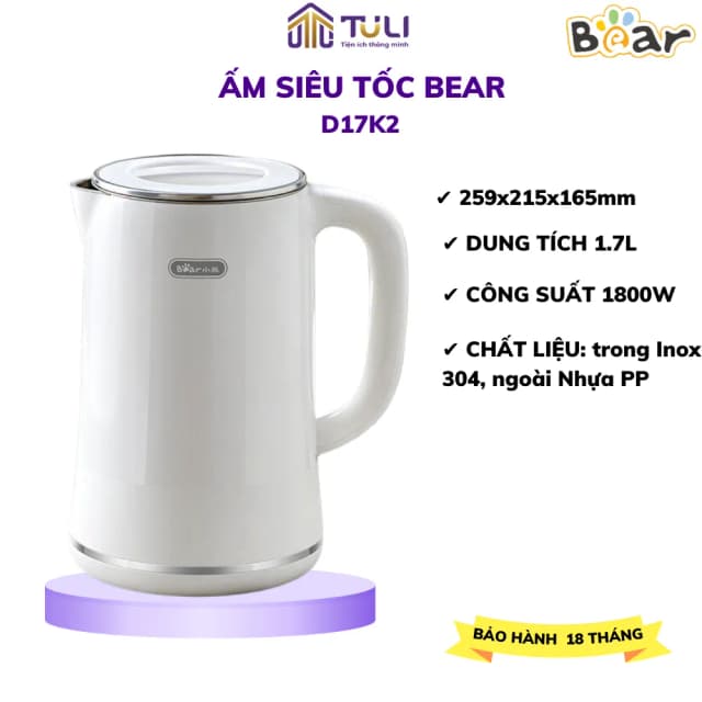 So sánh giá Bình đun siêu tốc Bear 1.7 lít ZDH-A17L1 rẻ nhất? - Ảnh 6