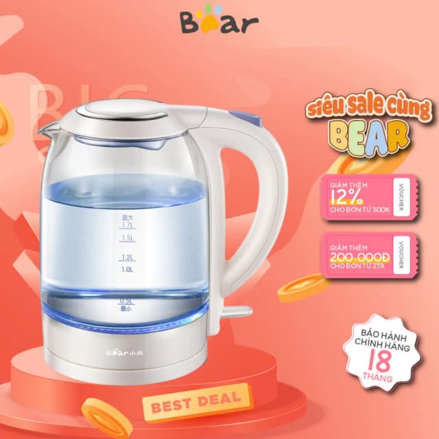 So sánh giá Bình đun siêu tốc Bear 1.7 lít ZDH-A17L1 rẻ nhất? - Ảnh 7