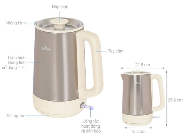 So sánh giá Bình đun siêu tốc Bear 1.7 lít ZDH-D17T5 rẻ nhất? - Ảnh 3