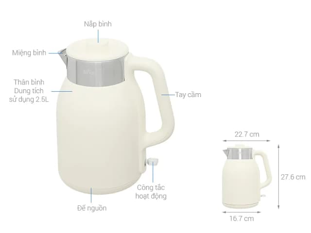 So sánh giá Bình đun siêu tốc Bear 2.5 lít KE-5H25G47 rẻ nhất? - Ảnh 3