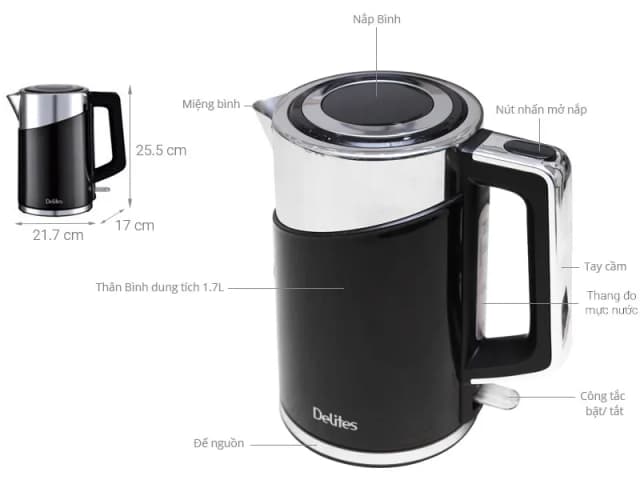 Top 1 so sánh giá Bình đun siêu tốc Delites 1.7 lít FK-1507-1 - Tìm sản phẩm giá rẻ nhất - Ảnh 7