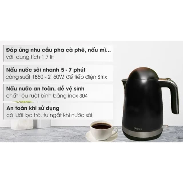 So sánh giá Bình đun siêu tốc Delites 1.7 lít FK-1802 rẻ nhất? - Ảnh 6
