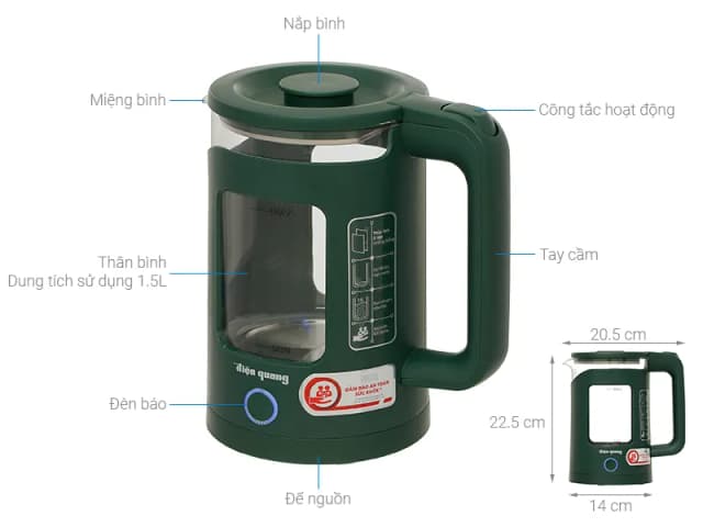 So sánh giá Bình đun siêu tốc Điện Quang 1.5 lít ĐQ EKT16 1515 MG rẻ nhất? - Ảnh 5