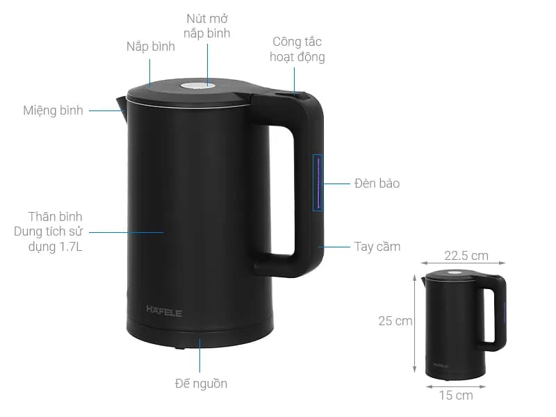 So sánh giá Bình đun siêu tốc Hafele 1.7 lít HS-K1705DB (535.43.548) - Tìm sản phẩm giá rẻ nhất - Ảnh 2