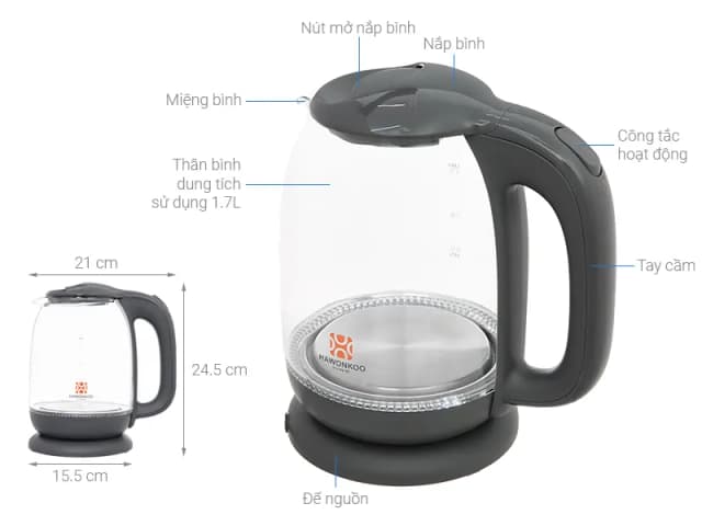 So sánh giá Bình đun siêu tốc Hawonkoo 1.7 lít KEH-170-GR rẻ nhất? - Ảnh 5
