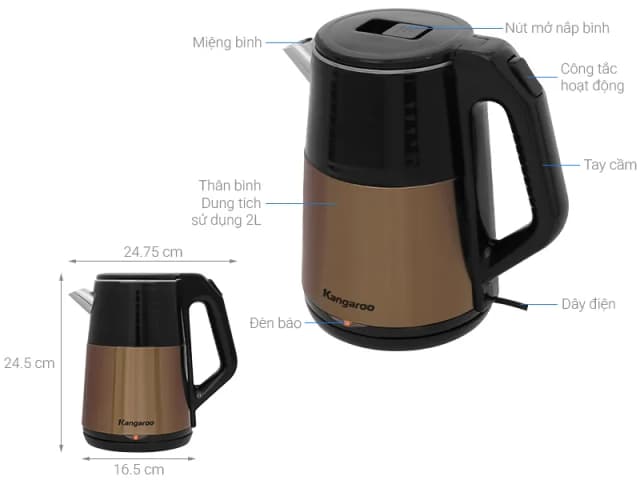 So sánh giá Bình đun siêu tốc Kangaroo 2 lít KGWK20B1G rẻ nhất? - Ảnh 3