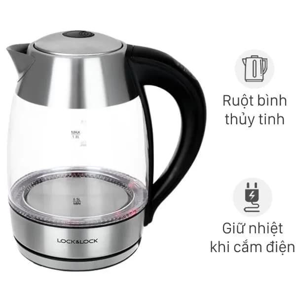 So sánh giá Bình đun siêu tốc Lock&Lock 1.8 lít EJK256BLK - Tìm sản phẩm giá rẻ nhất - Ảnh 1