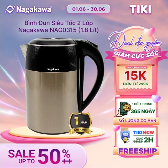 Top 1 so sánh giá Bình đun siêu tốc Nagakawa 1.6 lít NKT2615 - Tìm sản phẩm giá rẻ nhất - Ảnh 8