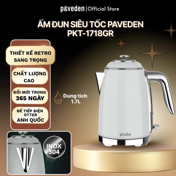 So sánh giá Bình đun siêu tốc Paveden 1.7 lít PKT-1718GR - Tìm sản phẩm giá rẻ nhất - Ảnh 15