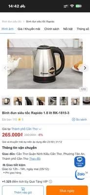 So sánh giá Bình đun siêu tốc Rapido 1.8 lít RK-1815-3 rẻ nhất? - Ảnh 5