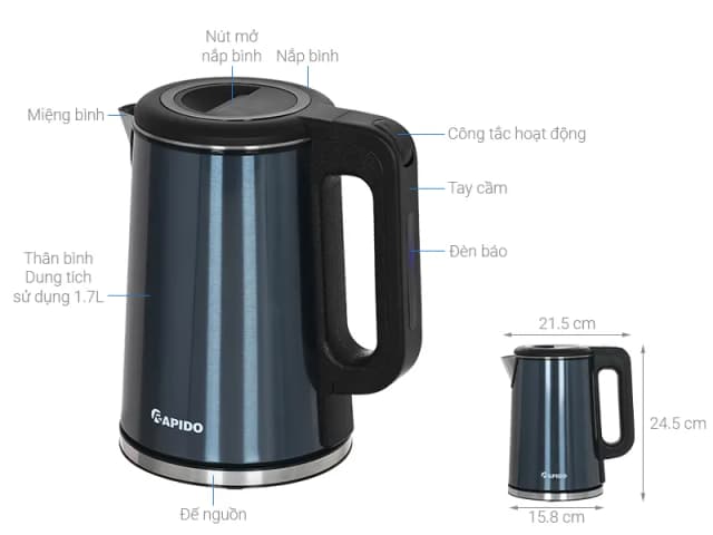 Bình đun siêu tốc Rapido 1.7 lít RK1717 - Ảnh 12