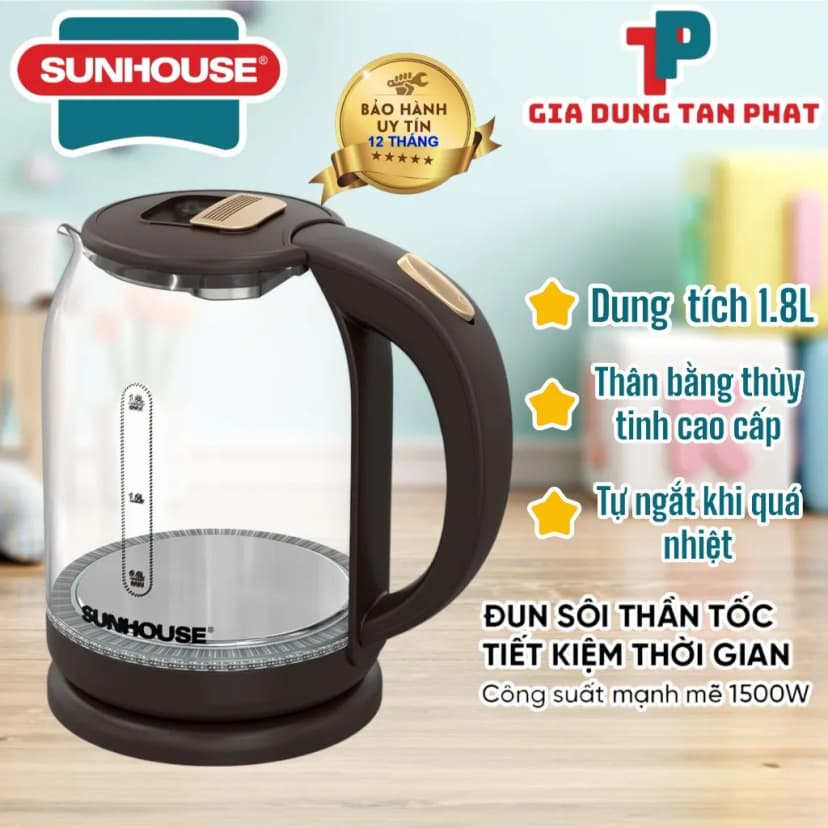Bình đun siêu tốc Sunhouse 1.8 lít SHD1212 - Giá rẻ nhất hôm nay - Ảnh 4