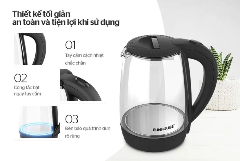 Bình đun siêu tốc Sunhouse 1.8 lít SHD1212 - Giá rẻ nhất hôm nay - Ảnh 8
