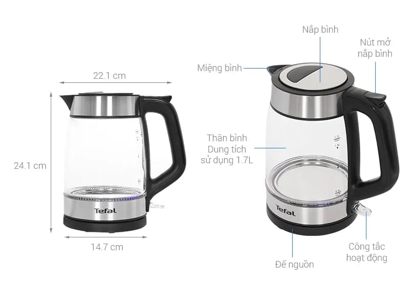So sánh giá Bình đun siêu tốc Tefal 1.7 lít KI605830 - Tìm sản phẩm giá rẻ nhất - Ảnh 4