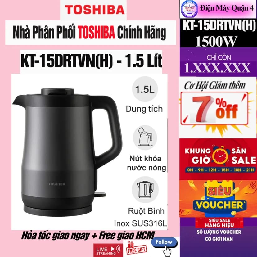 So sánh giá Bình đun siêu tốc Toshiba 1.5 lít KT-15DRTVN(H) - Tìm sản phẩm giá rẻ nhất - Ảnh 17