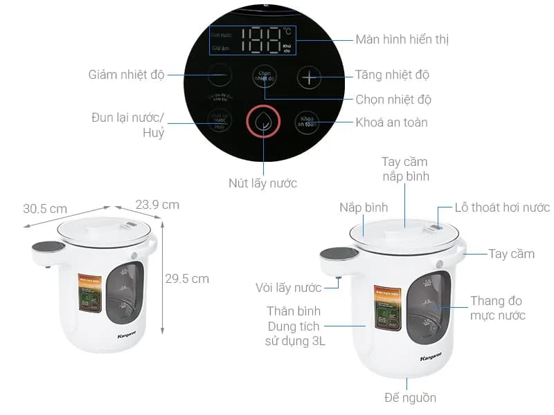 So sánh giá Bình thuỷ điện Kangaroo KGT3G 3 lít - Tìm sản phẩm giá rẻ nhất - Ảnh 7