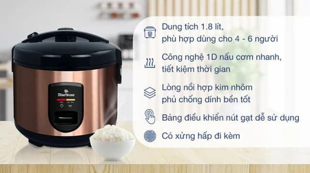 So sánh giá Nồi cơm nắp gài BlueStone 1.8 lít RCB-5525 rẻ nhất? - Ảnh 12