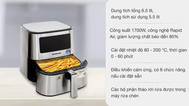 So sánh giá Nồi chiên không dầu BlueStone 5.5 lít AFB-5878 rẻ nhất? - Ảnh 3