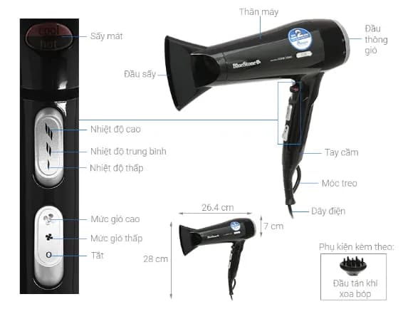 Top 1 so sánh giá Máy sấy tóc 2200W Bluestone HDB-1861 - Tìm sản phẩm giá rẻ nhất - Ảnh 7