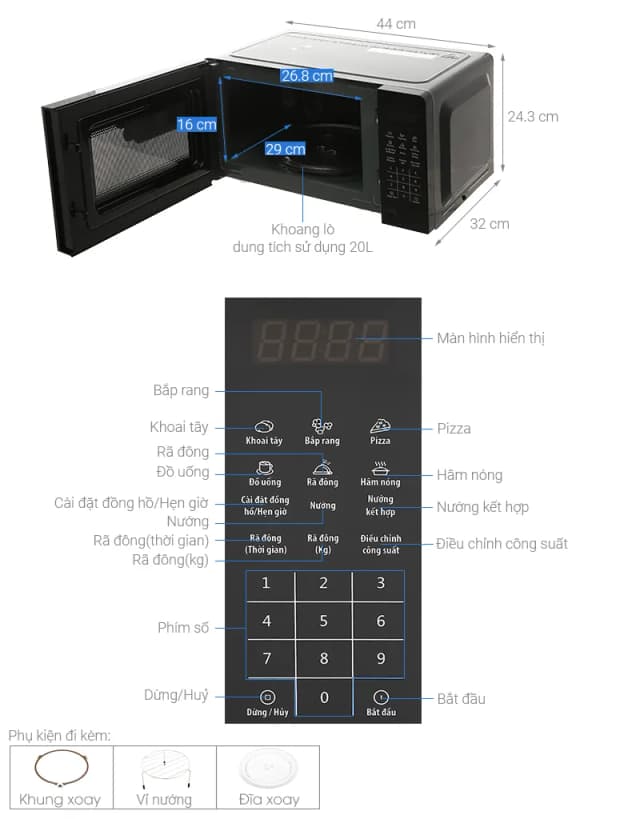 So sánh giá Lò vi sóng có nướng BlueStone MOB-7816 20 Lít rẻ nhất? - Ảnh 4