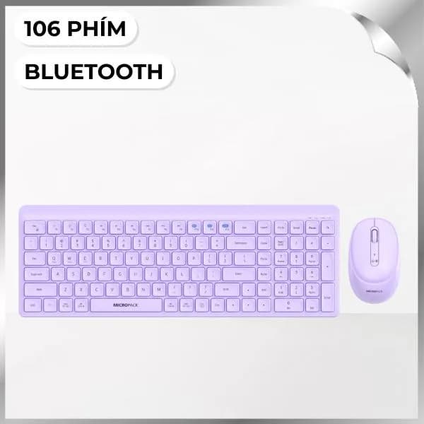Bộ Bàn Phím Chuột Bluetooth MicroPack KM-268W - Tím - Ảnh 11