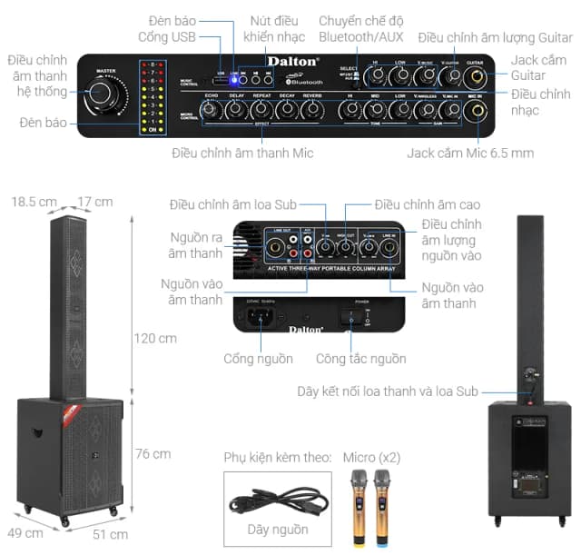 So sánh giá Bộ loa điện karaoke Dalton CA18-S118/CA18-F605 1500W rẻ nhất? - Ảnh 5