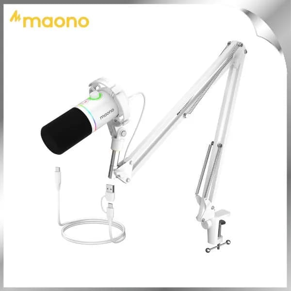 Bộ micro có dây Maono RGB PD200XS White (1 bộ thu + giá đỡ) - Giá rẻ nhất hôm nay - Ảnh 1