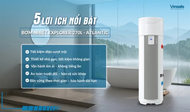 Top 1 so sánh giá Máy nước nóng bơm nhiệt Atlantic 270 lít 1800W EXPLORER 270L - Tìm sản phẩm giá rẻ nhất - Ảnh 2