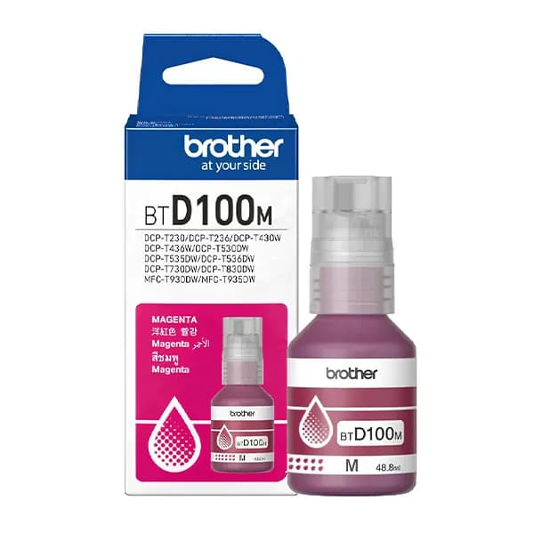 Mực in phun Brother BTD100M Hồng (dành cho Brother DCP-T436W/T230/T236/T430W/T530DW/T535DW/T536DW/T730DW/T830DW, Brother MFC-T930DW/T935DW) - Ảnh 1