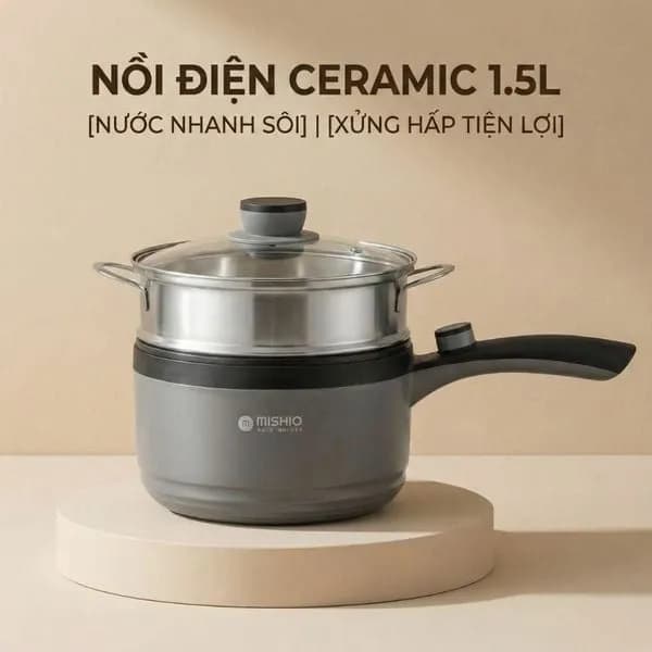Ca nấu đa năng Mishio MK-321 1.5 lít - Xám - Ảnh 9